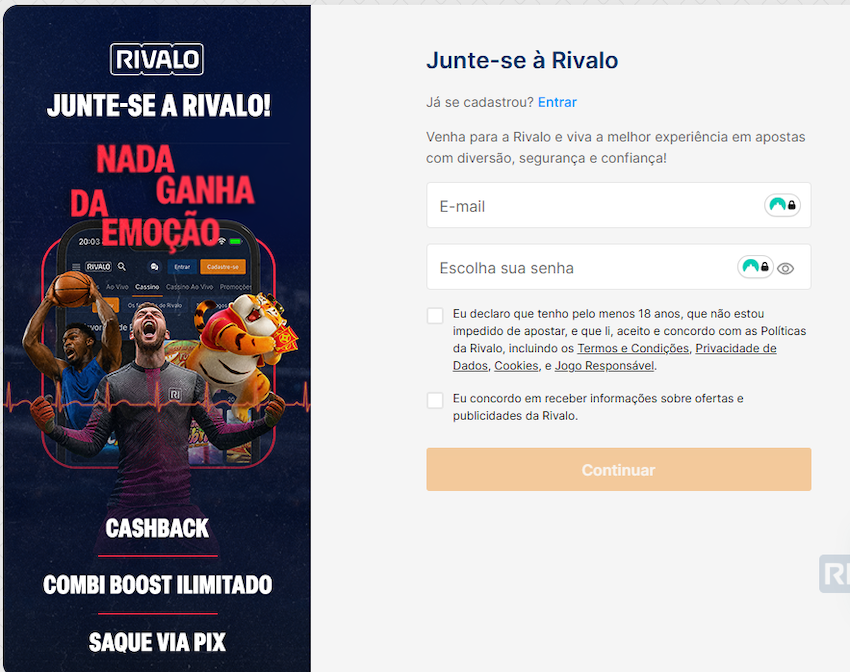 Cadastro na Rivalo