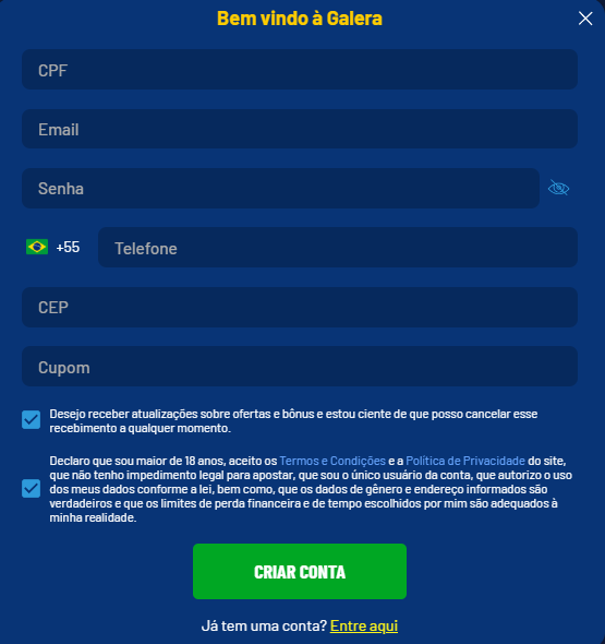 Cadastro na Galera bet