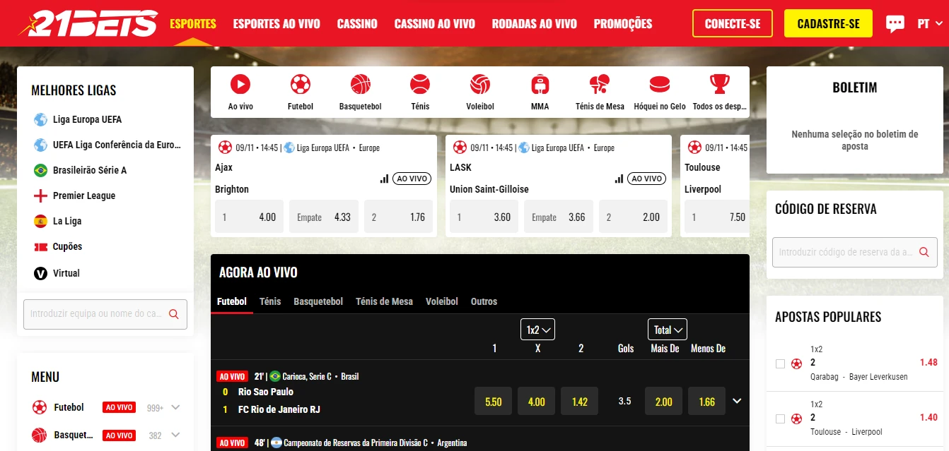 apostas esportivas na 21 bets.