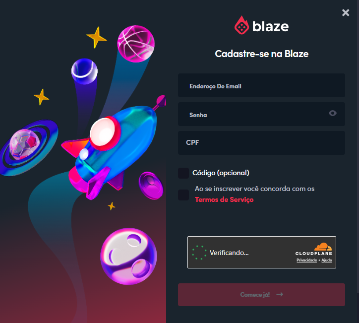 Página de cadastro Blaze