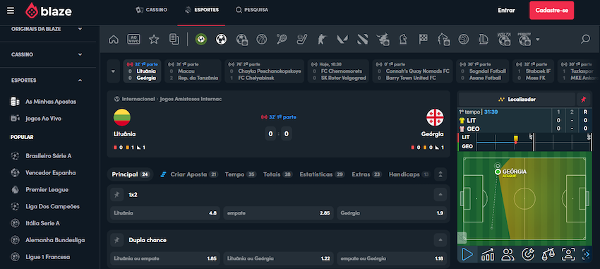 Esportes disponíveis na Blaze