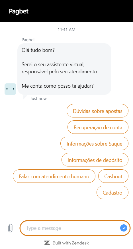Bot de suporte Pagbet