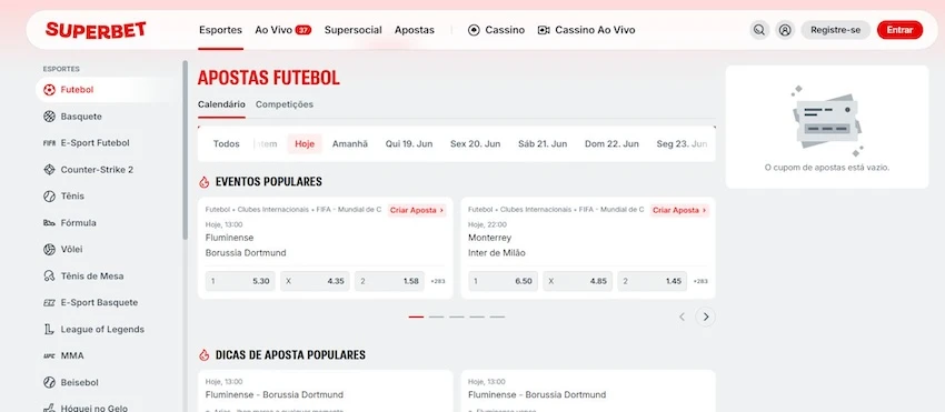 Apostas em futebol na Superbet
