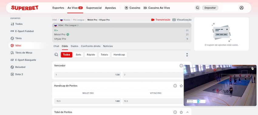 Apostas ao vivo na Superbet
