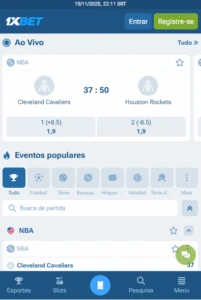 Apostas ao vivo na 1xbet pelo celular