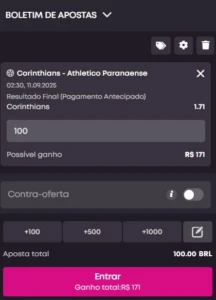 Boletim de apostas na Vbet