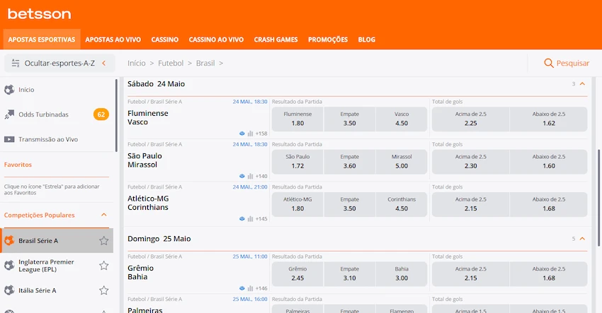 Esportes disponíveis na Betsson