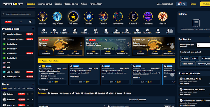 Página inicial de esportes na Estrela Bet