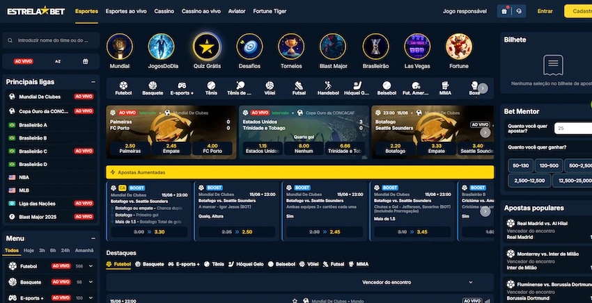 Página inicial de esportes na Estrela Bet