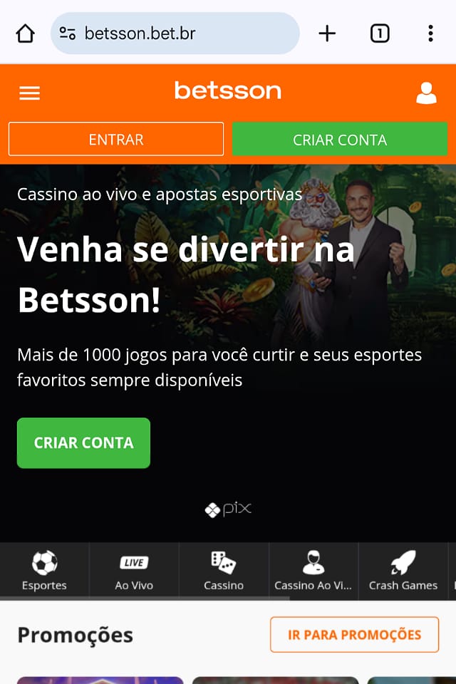 Acesso ao site da Betson pelo celular