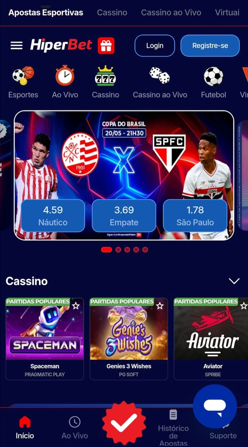 Acesso móvel ao site da Hiperbet