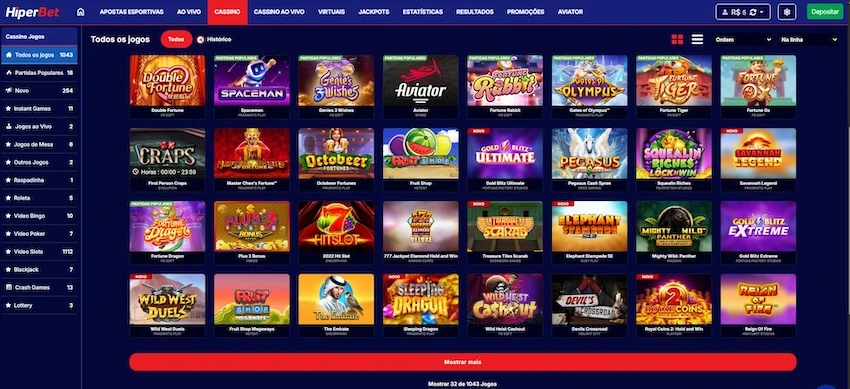 Jogos do cassino da Hiperbet