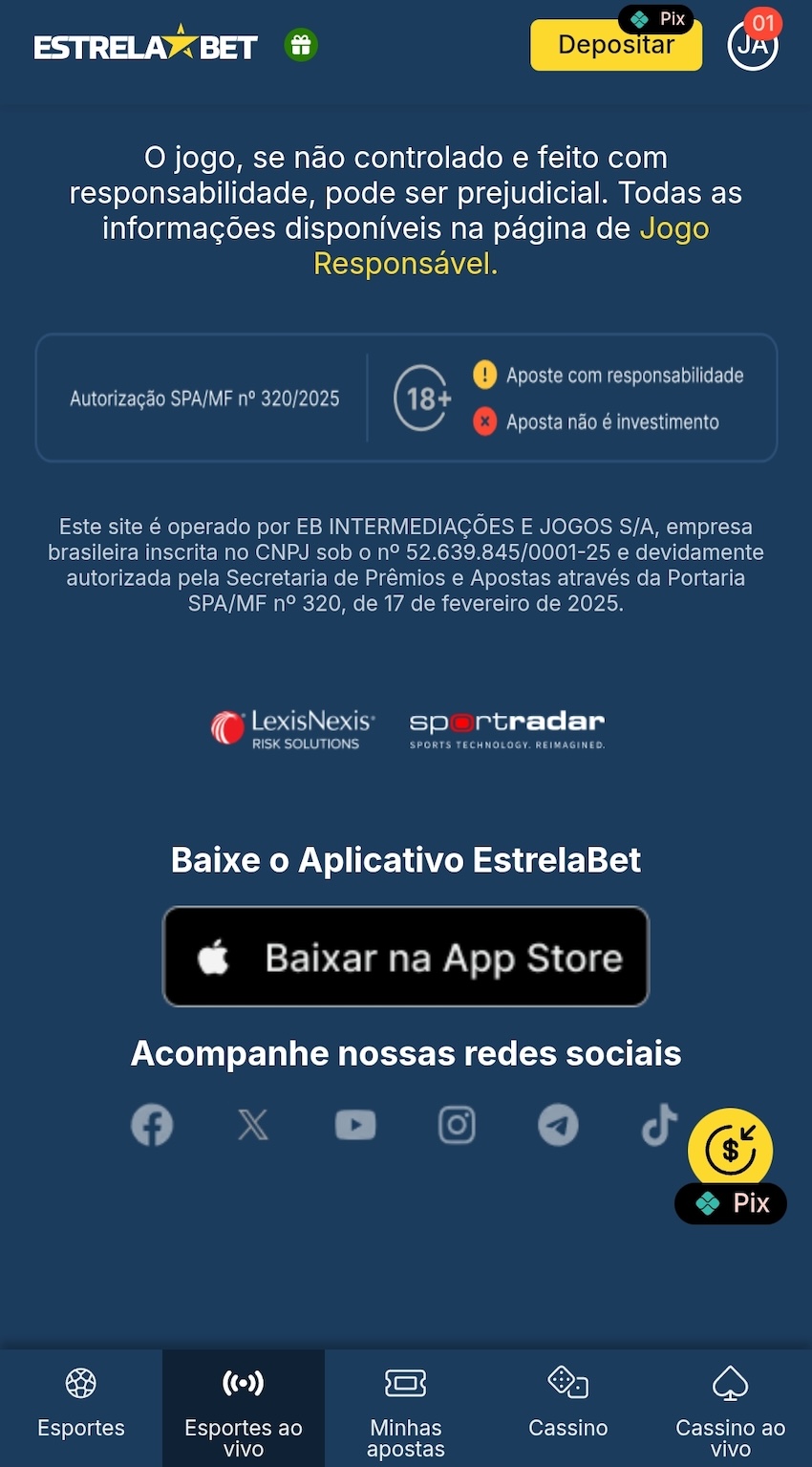 Download do app iOS da Estrelabet