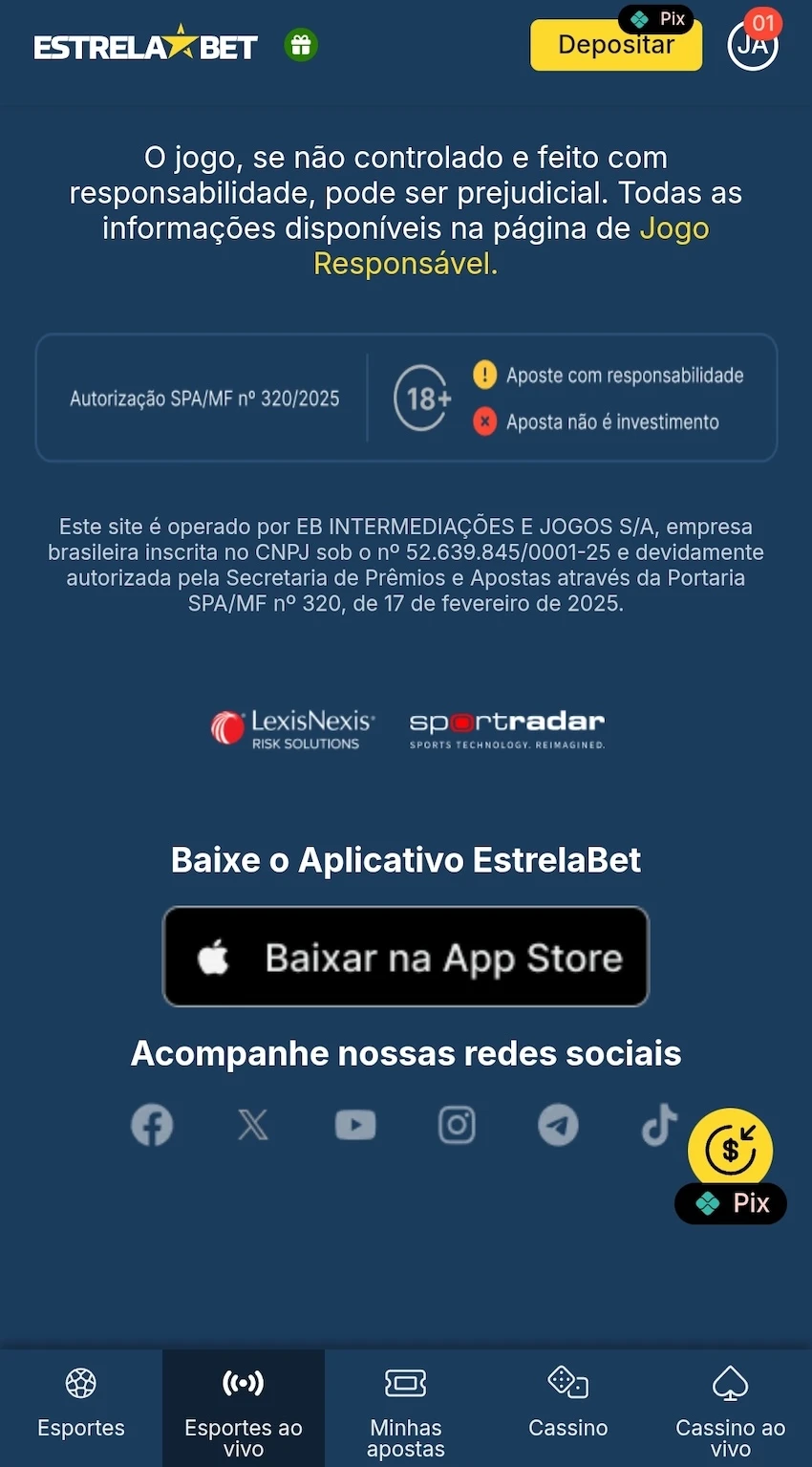 Download do app iOS da Estrelabet