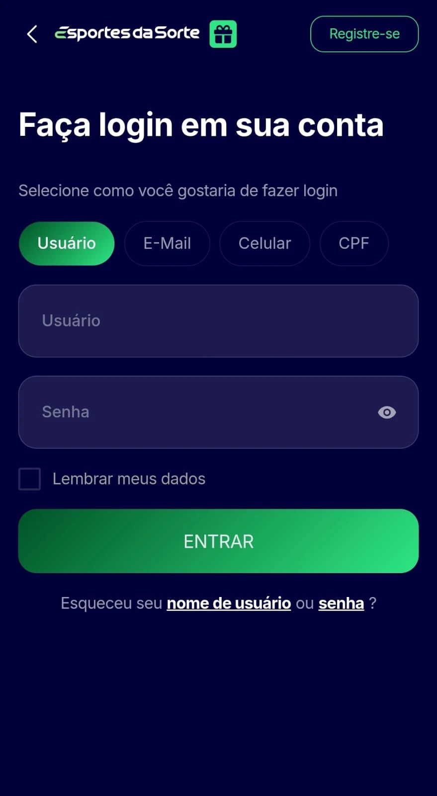 Login na Esportes da Sorte