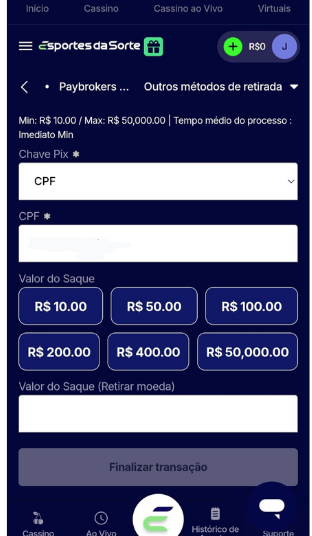 Saque na Esportes da Sorte