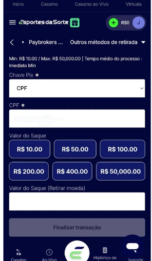 Saque na Esportes da Sorte