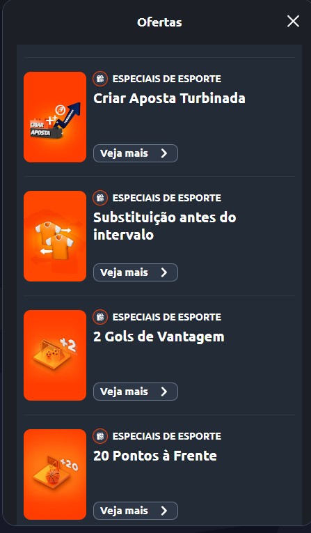 Ofertas disponíveis na Betano