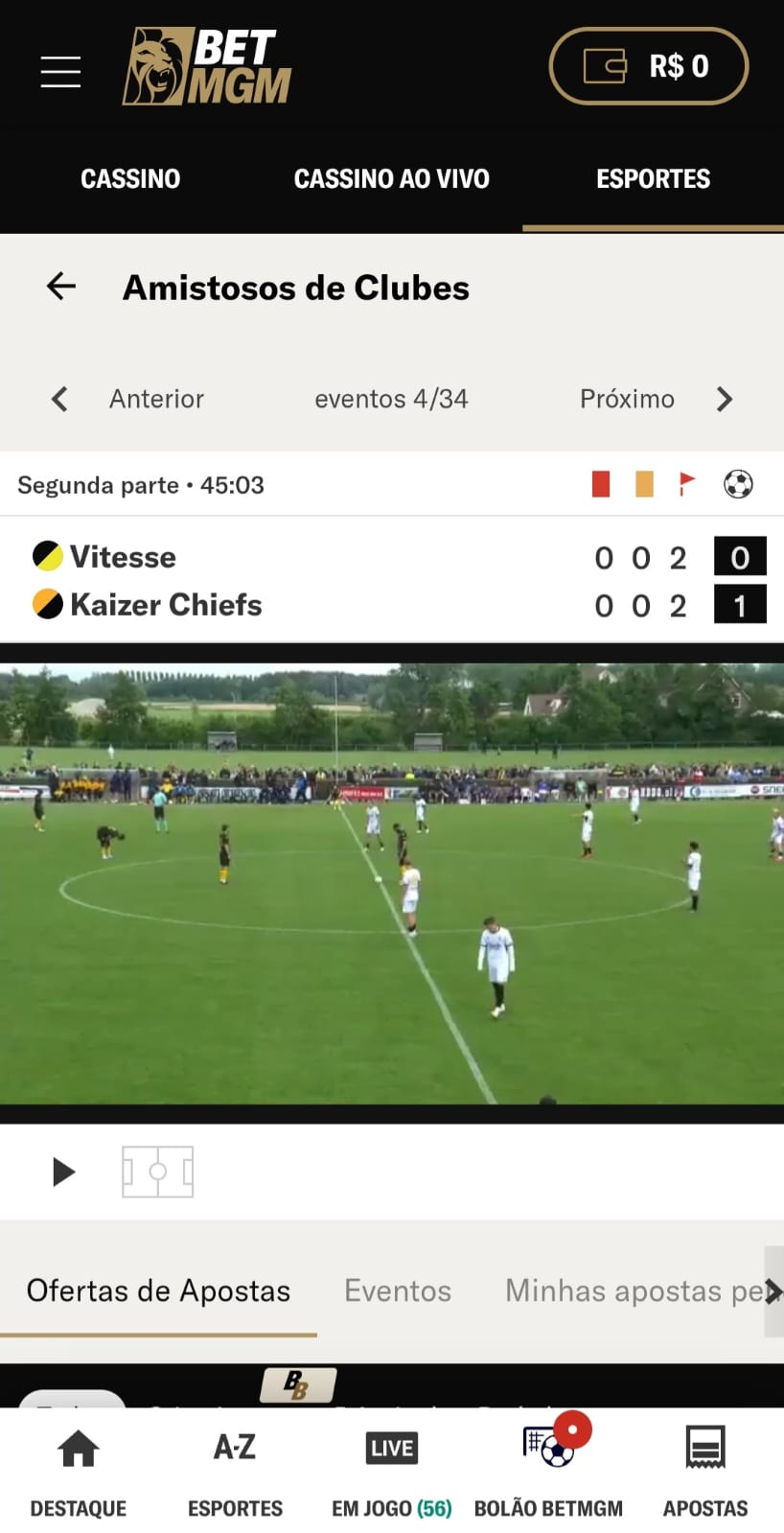 Transmissões ao vivo na BetMGM