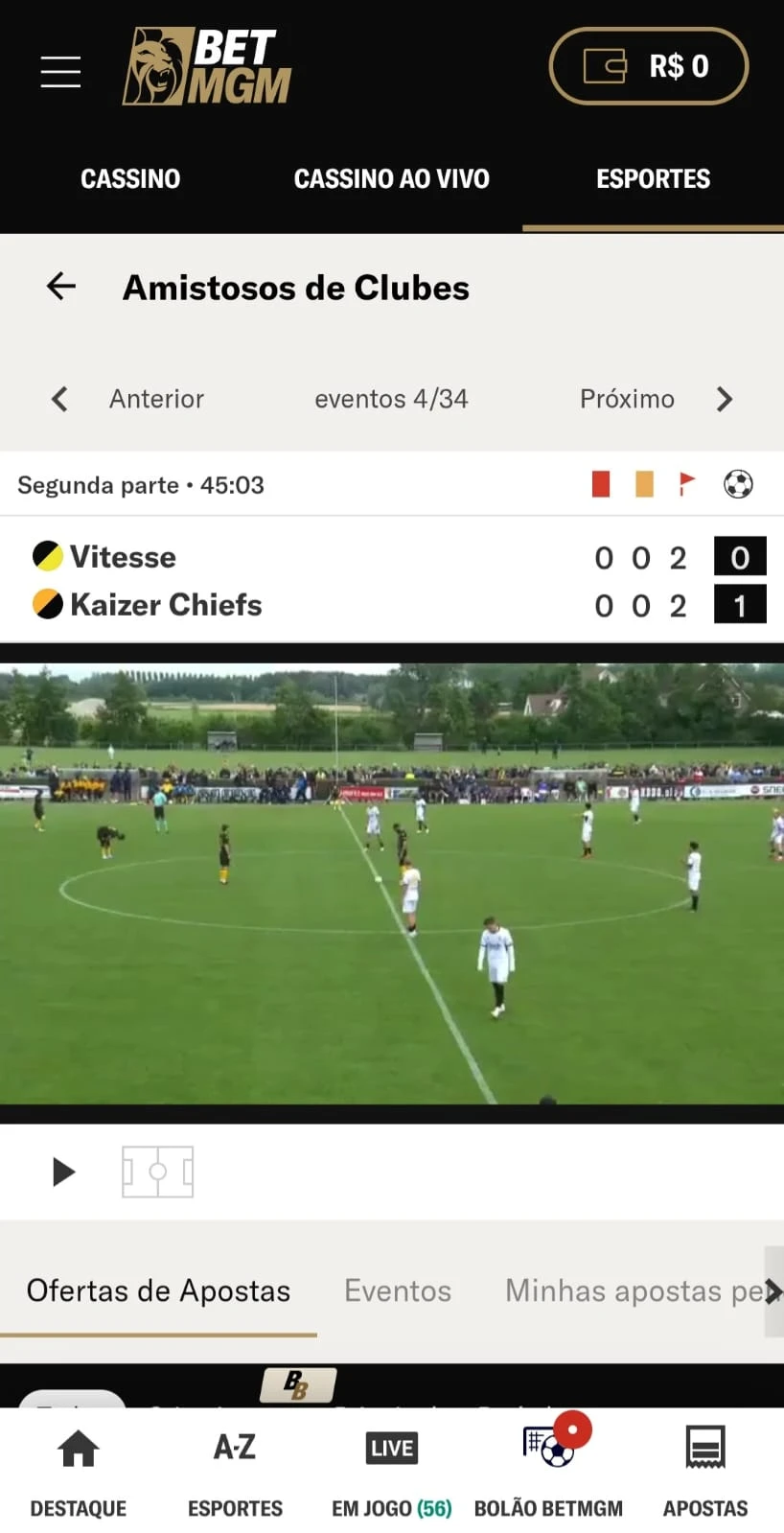 Transmissões ao vivo na BetMGM