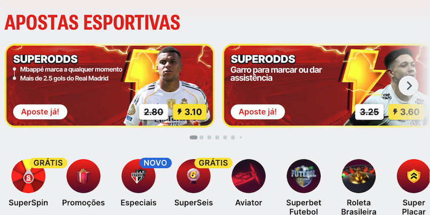Apostas esportivas na Superbet