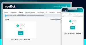 Saque via Pix no site da Novibet