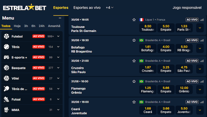 Apostas em futebol na Estrela Bet