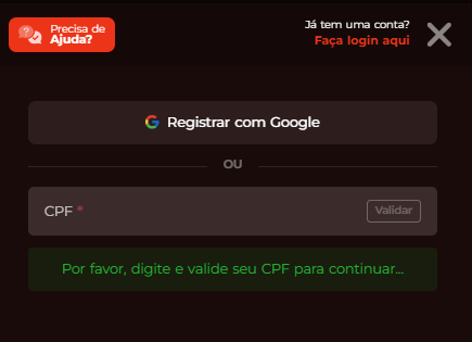 Cadastro na Bateubet