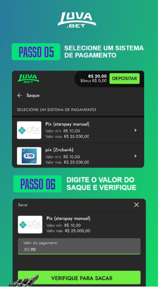Métodos de pagamento na Luvabet
