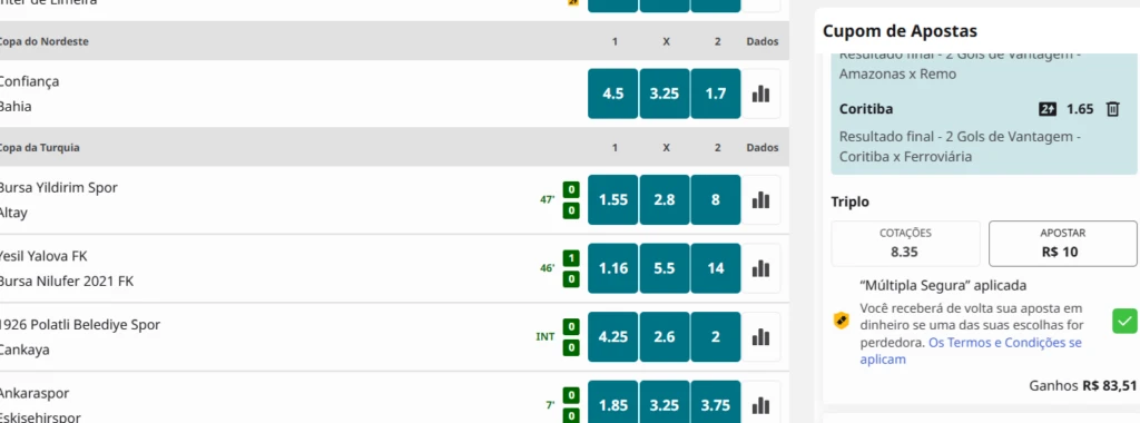 Múltipla segura Betfair ativada