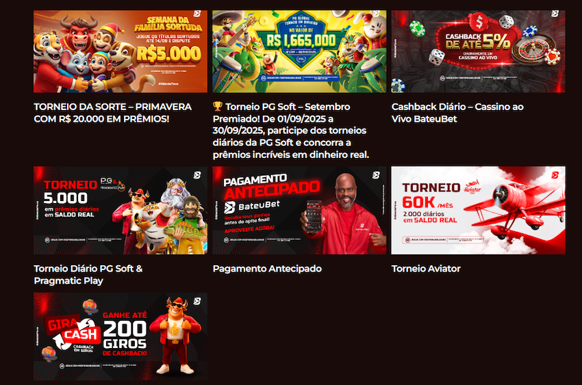 Promoções disponíveis na Bateubet