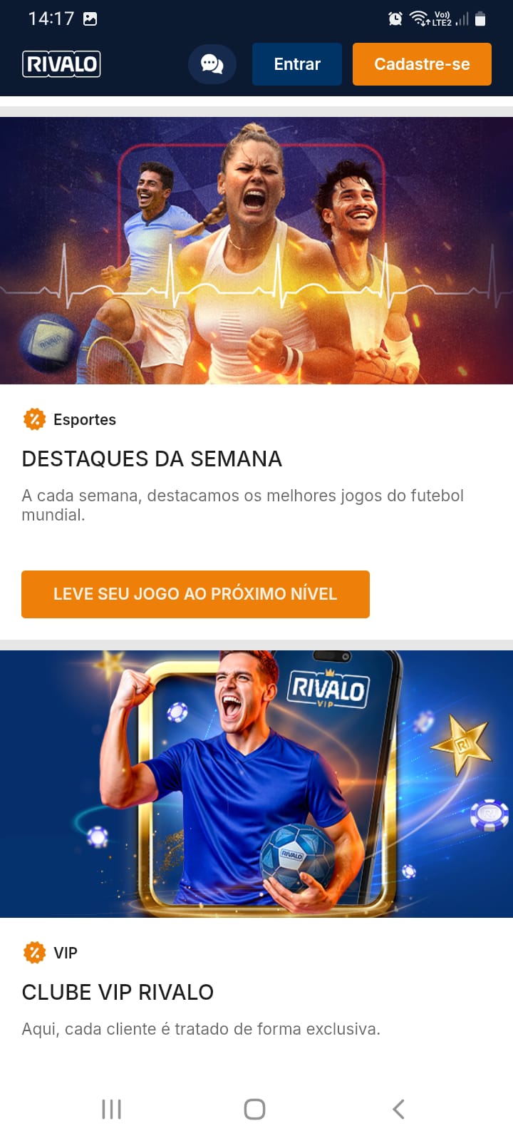 Promoções disponíveis na Rivalo