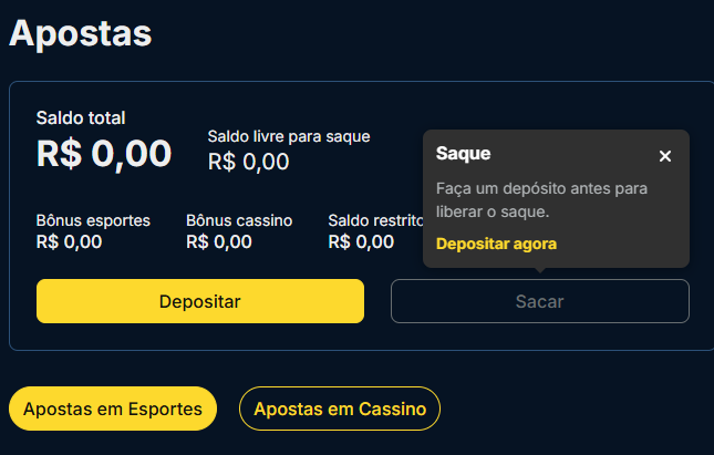 Processo de saque na Estrela Bet