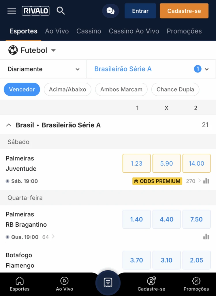 Página de apostas em futebol - bônus Rivalo
