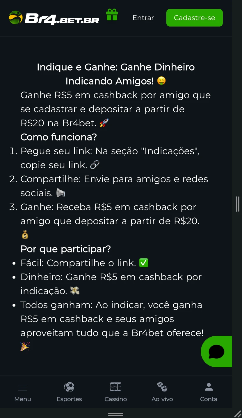 Indique e ganhe Br4bet