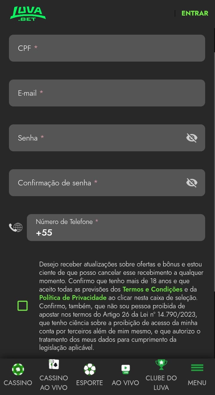 Cadastro na Luva.bet