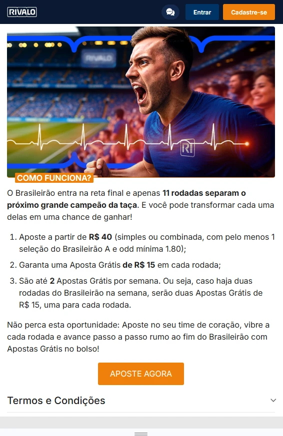 Apostas grátis Brasileirão Rivalo
