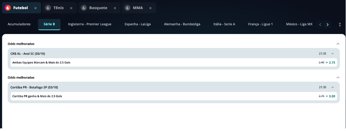 Odds turbinadas Novibet