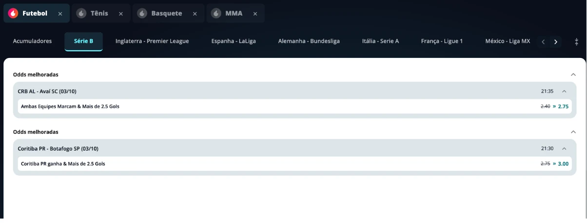 Odds turbinadas Novibet