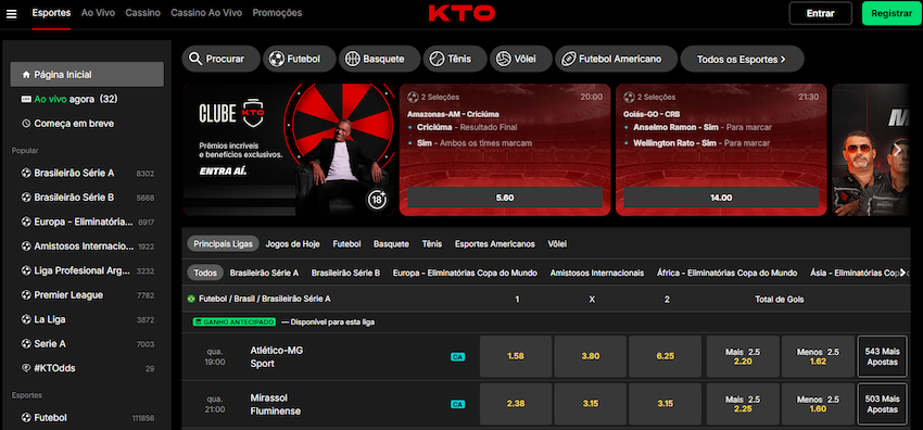 Página inicial da KTO
