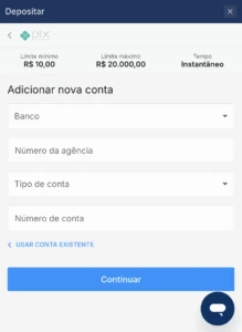 Depósito mínimo na Rivalo