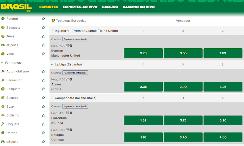 Apostas esportivas na Brasil bet