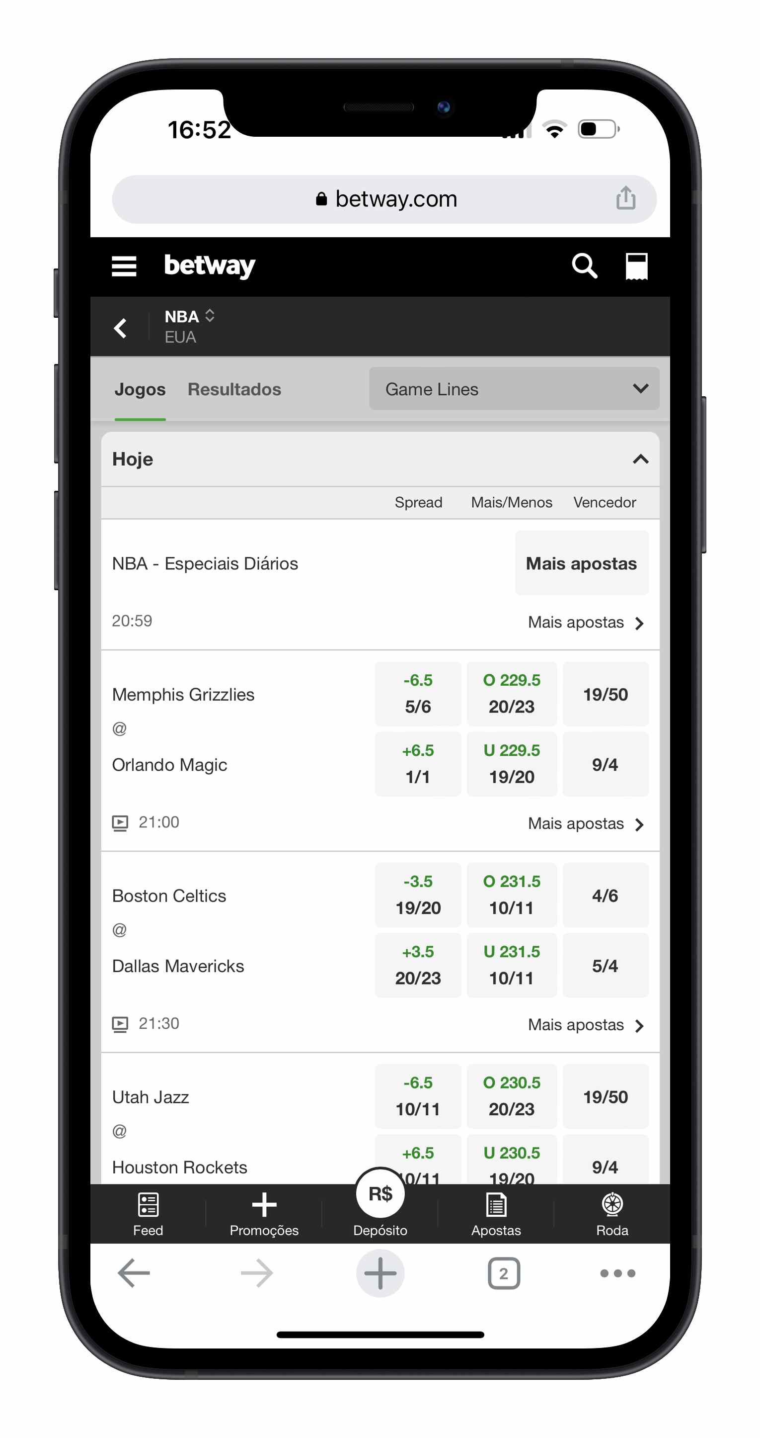 Betway odds fracionárias